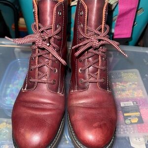 Womens Burgundy Leather Boots